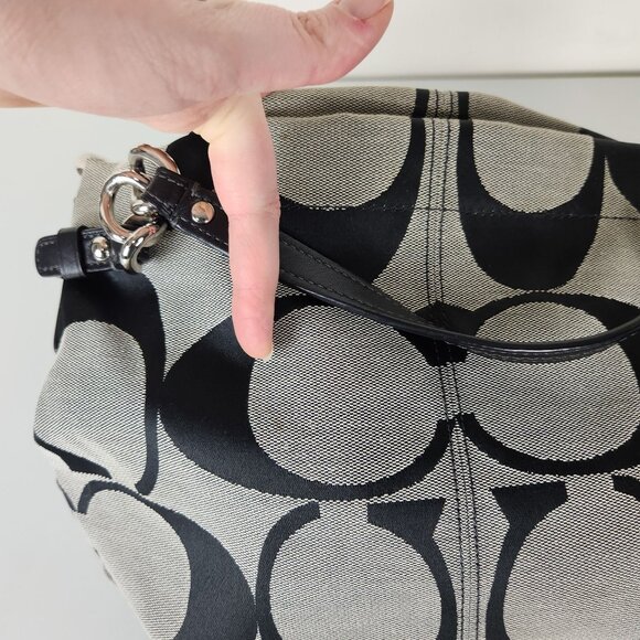 Coach Signature Shoulder Bag Black Gray Brooke Canvas Purse 14473M - Picture 5 of 16